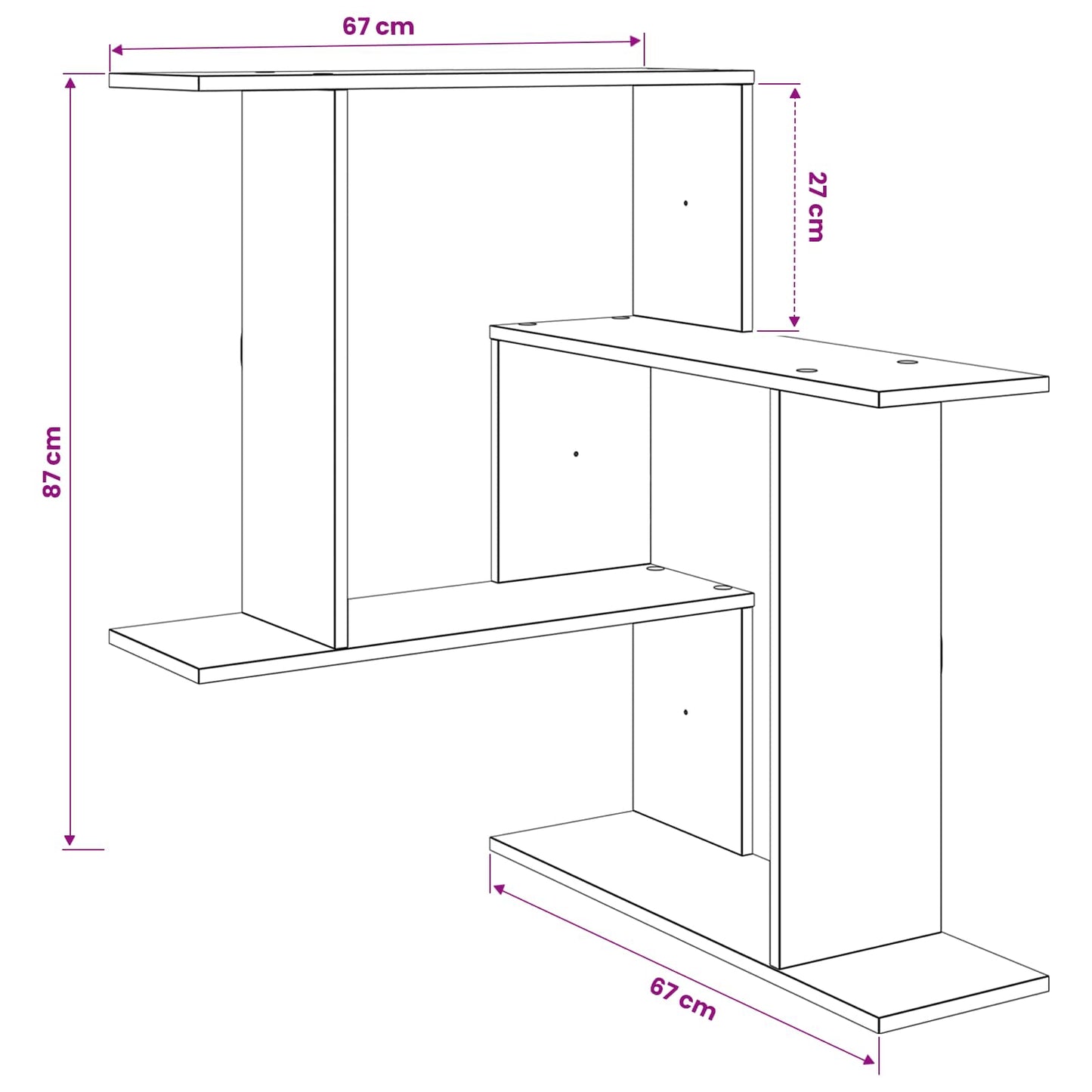 Wall Shelf Black Oak 67 x 67 x 87 cm Engineered Wood