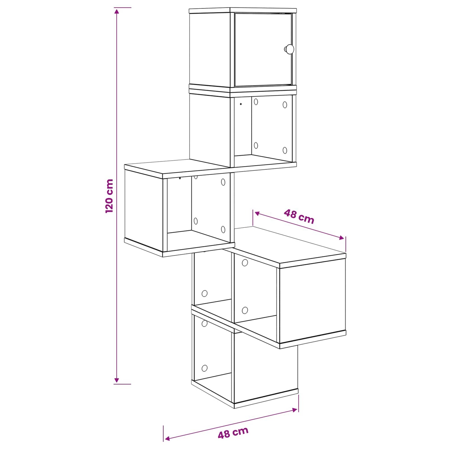 Wall Corner Shelf White 48 x 48 x 120 cm Engineered Wood