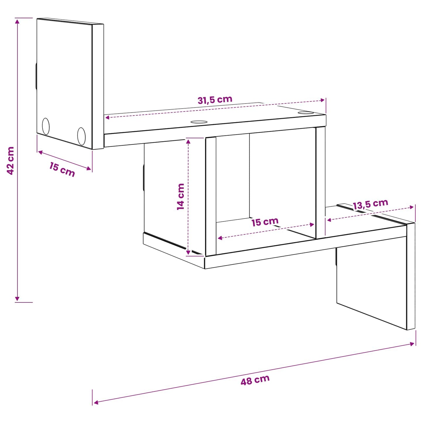 Wall Shelf White 48 x 15 x 42 cm Engineered Wood