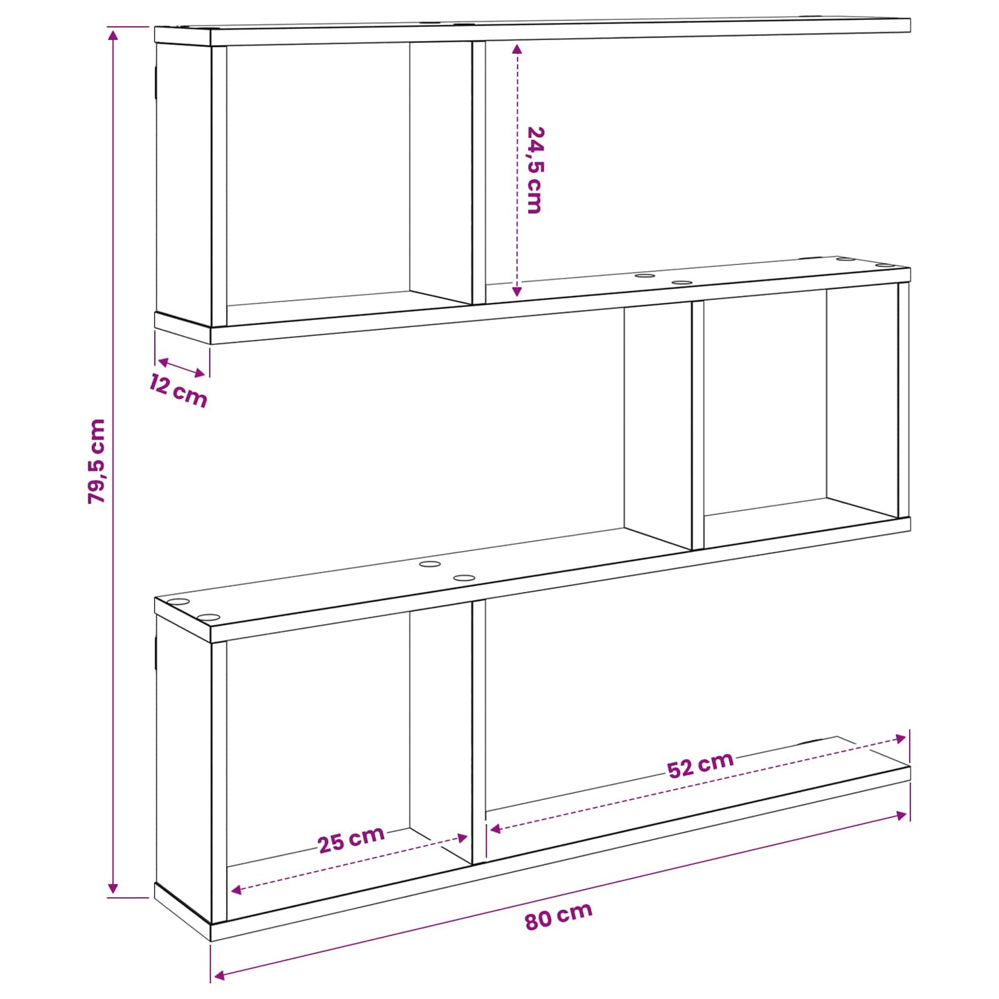 Wall Shelf Old Wood 80 x 12 x 79.5 cm Engineered Wood