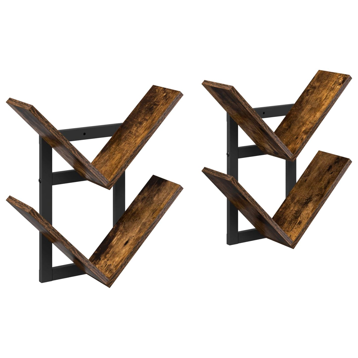 Wall Floating Shelf 2 pcs Smoked Oak 43 x 15 x 47 cm