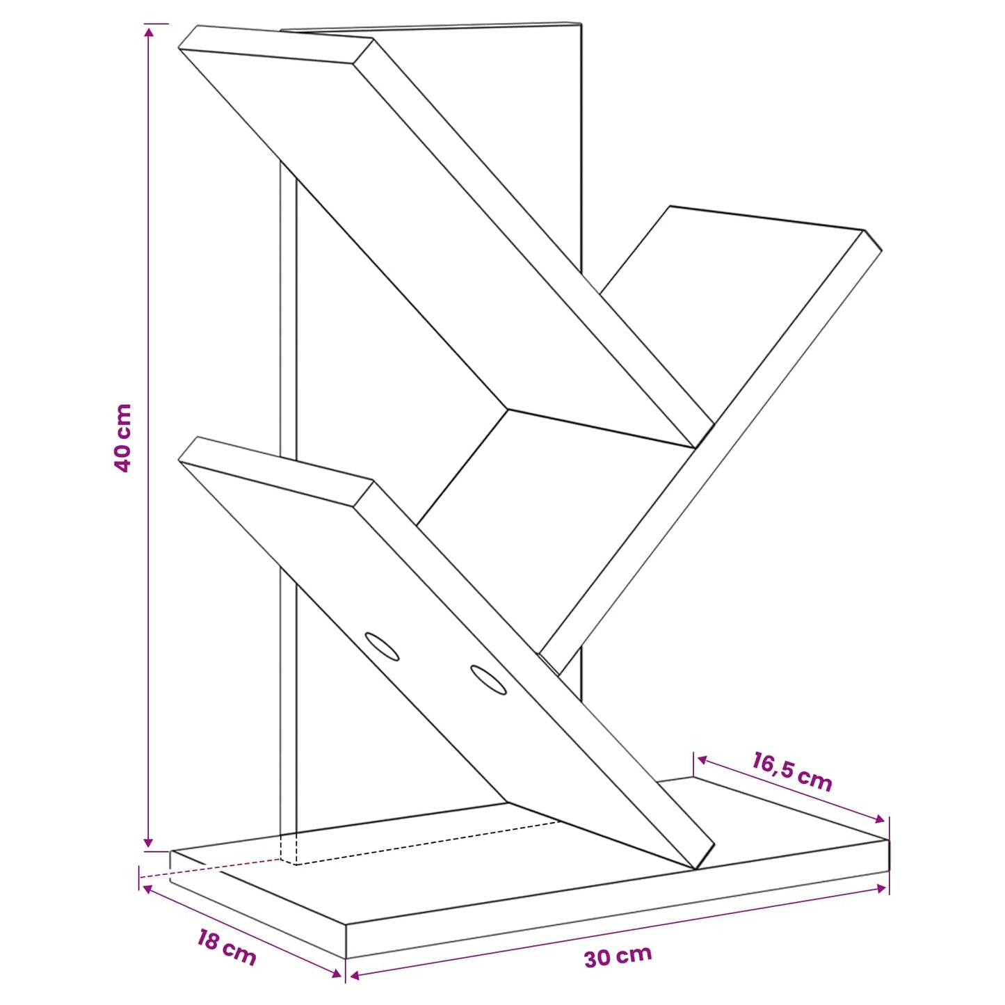 Tree Bookshelf 3-Tier 30 x 18 x 40 cm Engineered Wood