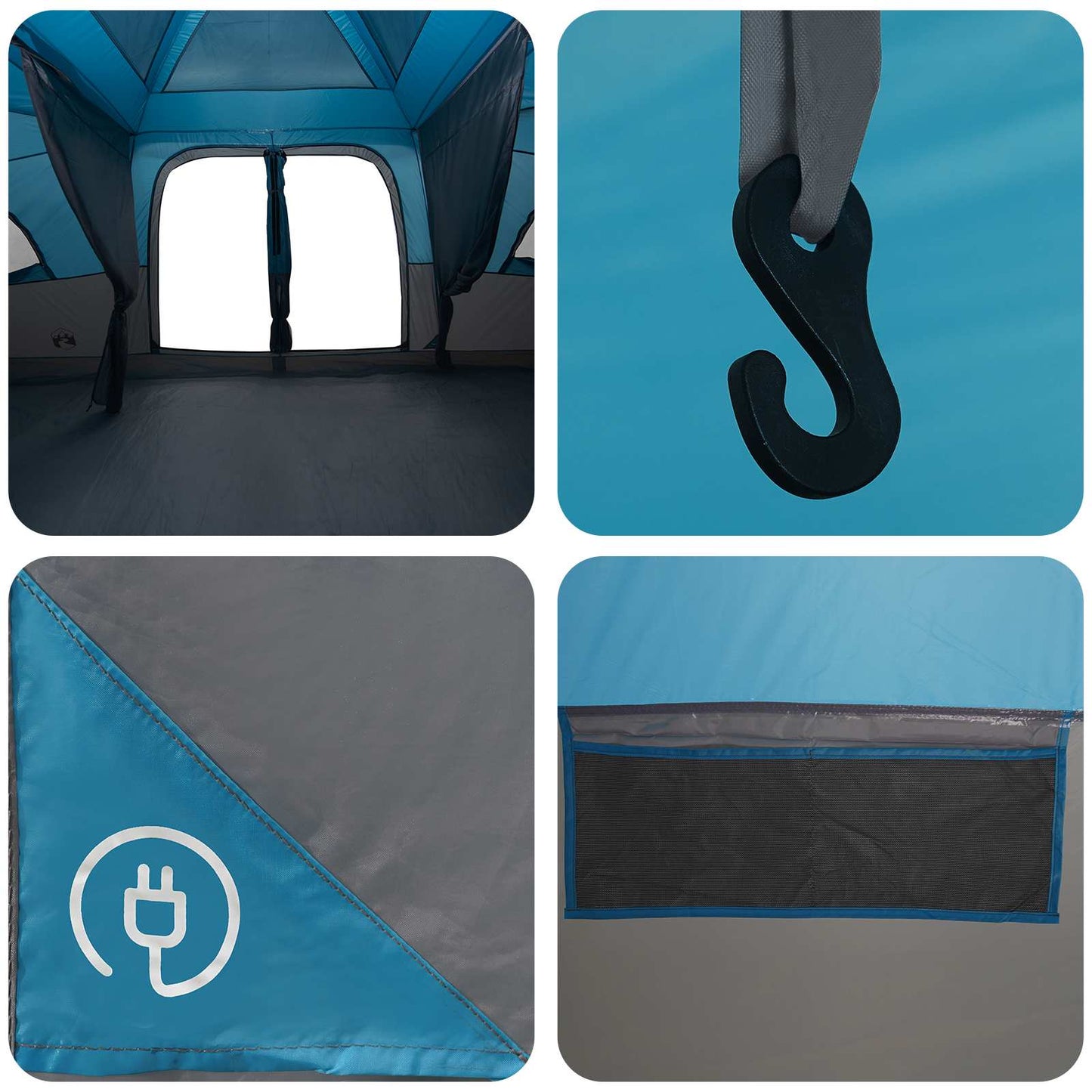 Family Tent with Rainfly Water-resistant 18-Person Blue