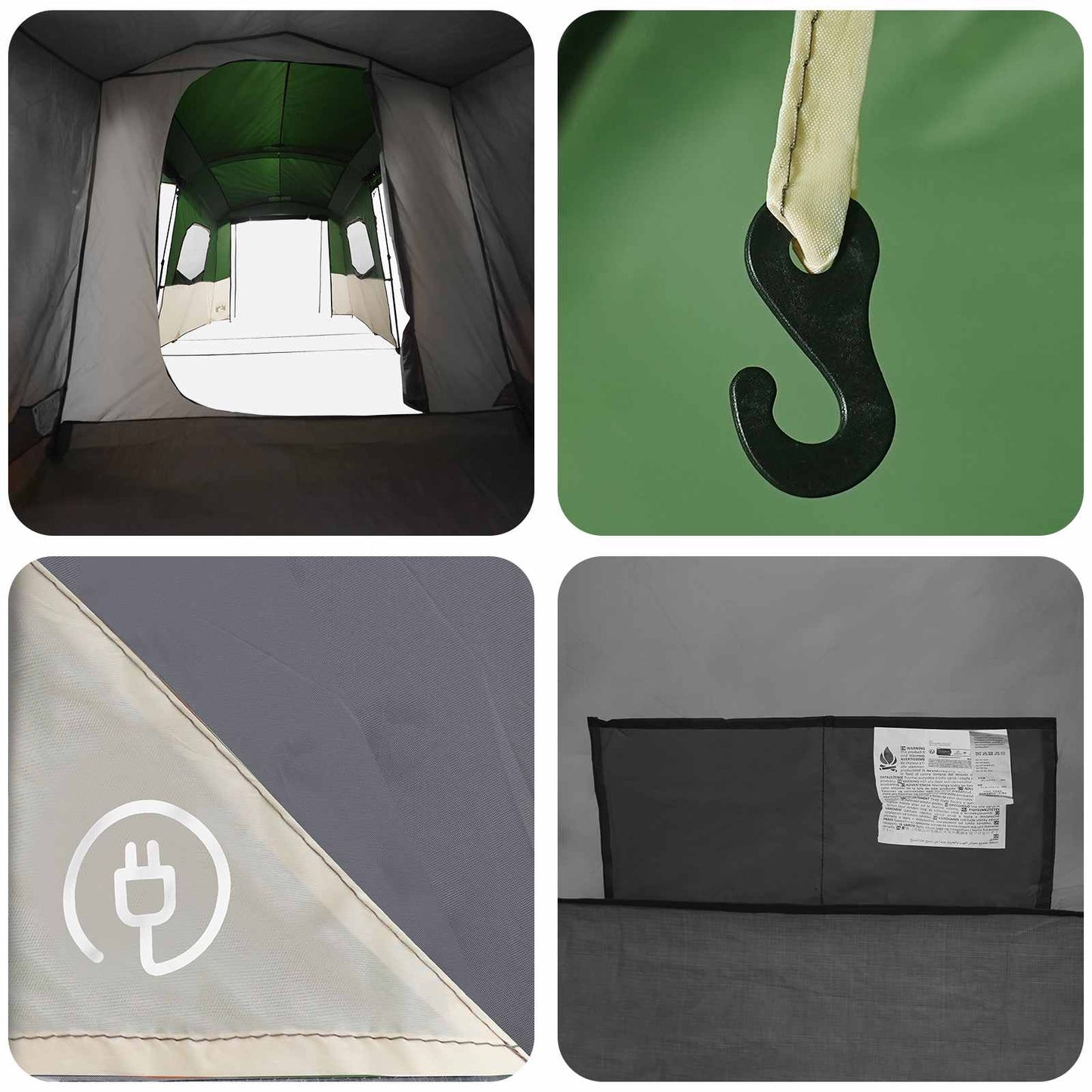 Instant Tent with Rainfly Water-Resistant 3-Person Green