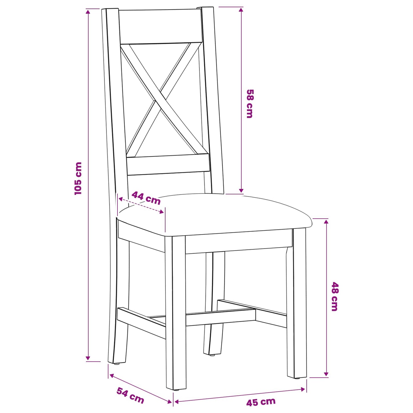 Dining Chair 2 pcs Solid Oak Wood Grey 45 x 54 x 105 cm