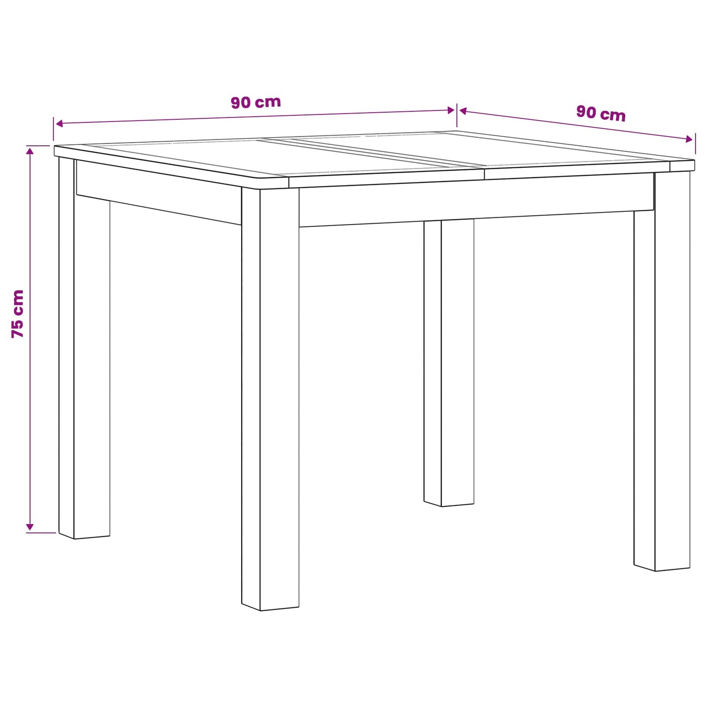 Dining Table 90 x 90 x 75 cm Solid Oak Wood Natural Square