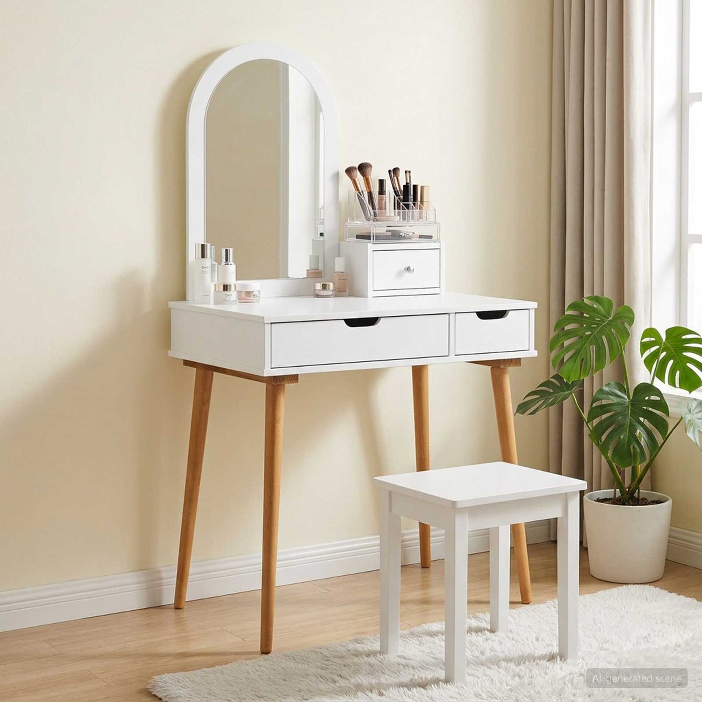 Dressing Table Set FAUSKE 3 pcs White 76 x 50 x 143 cm