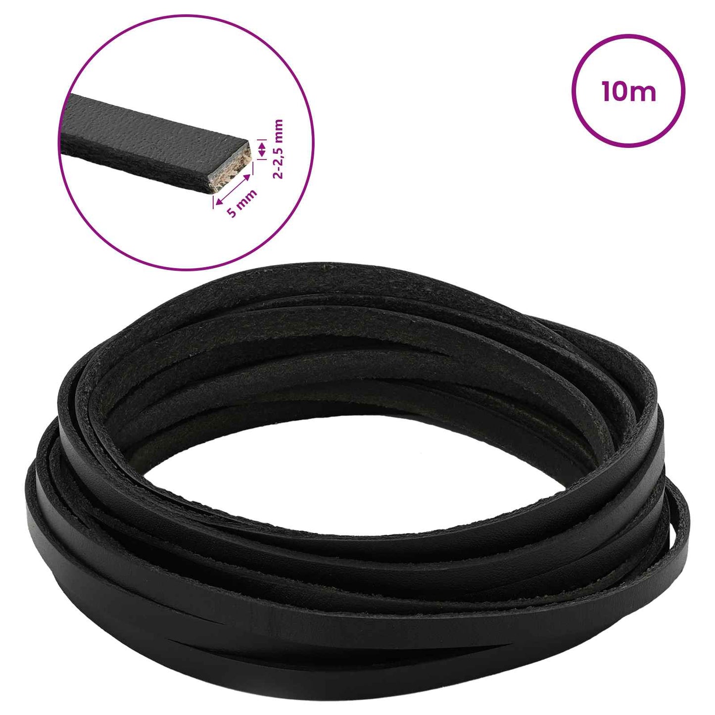 Leather Strap 1 Black 1000 x 0.5 cm Leather