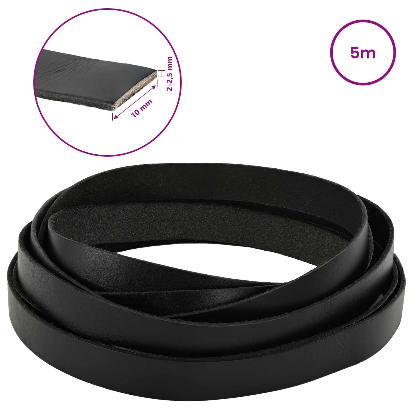 Leather Strap 1 Black 500 x 1 cm Leather