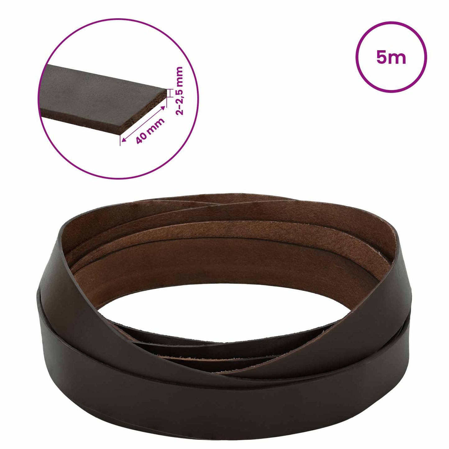 Leather Strap 1 Dark Brown 500 x 4 cm Leather