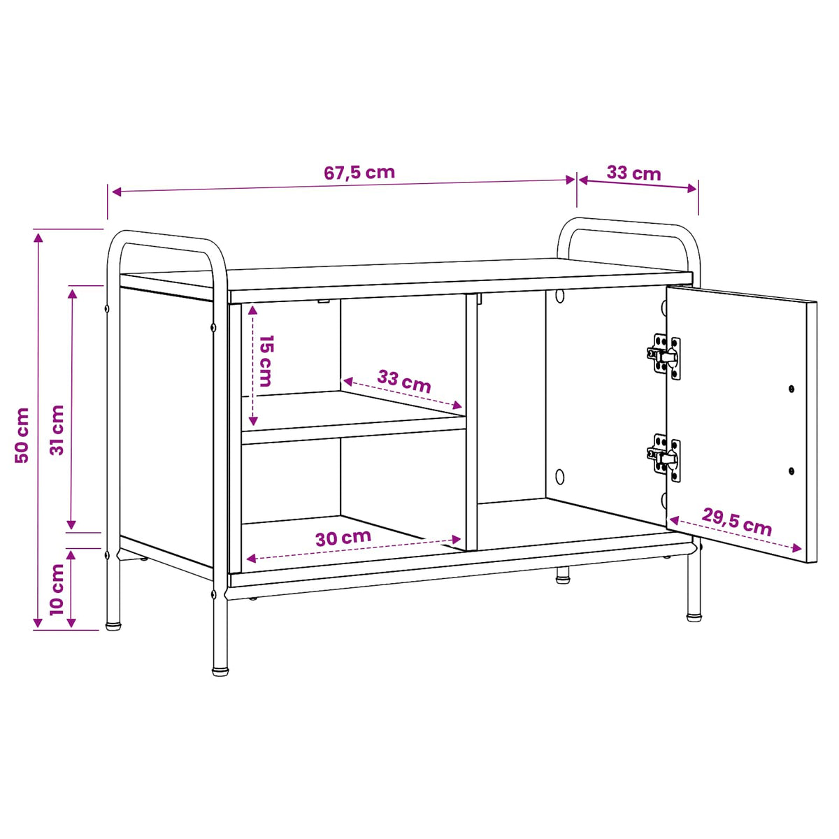 TV Cabinet 67.5 x 33 x 50 cm Black Oak