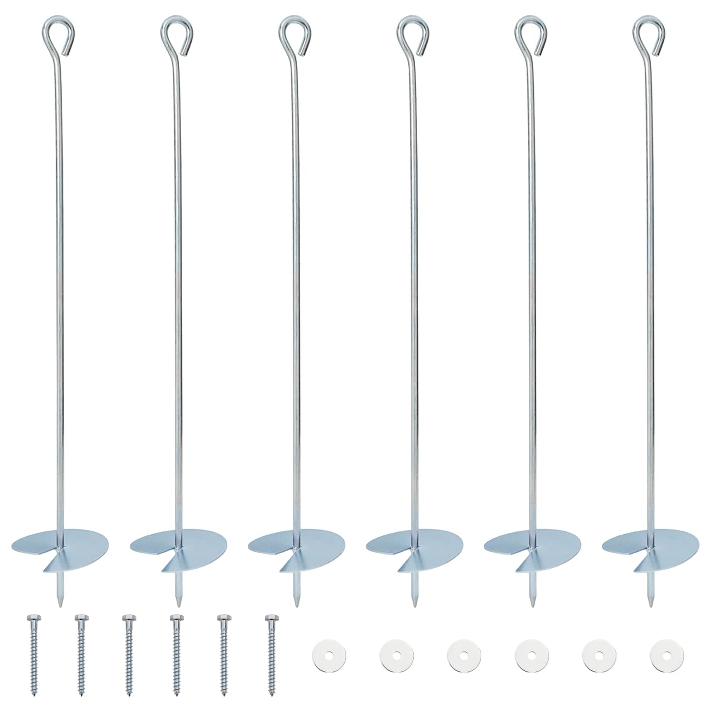 Earth anchor 6 pcs Galvanized Metal Silver