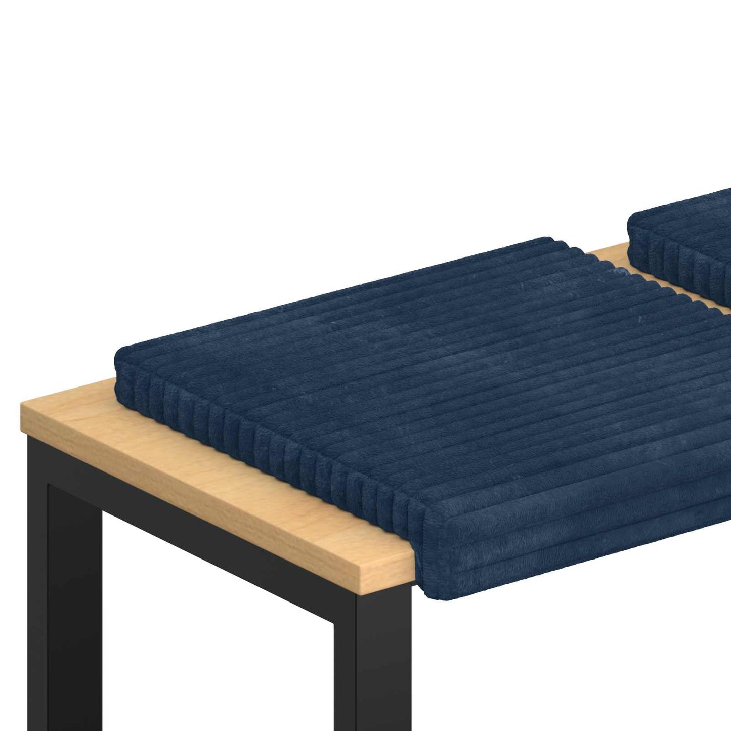 Bench Cushion 4 pcs Plush Corduroy Navy Blue Depth 35 cm