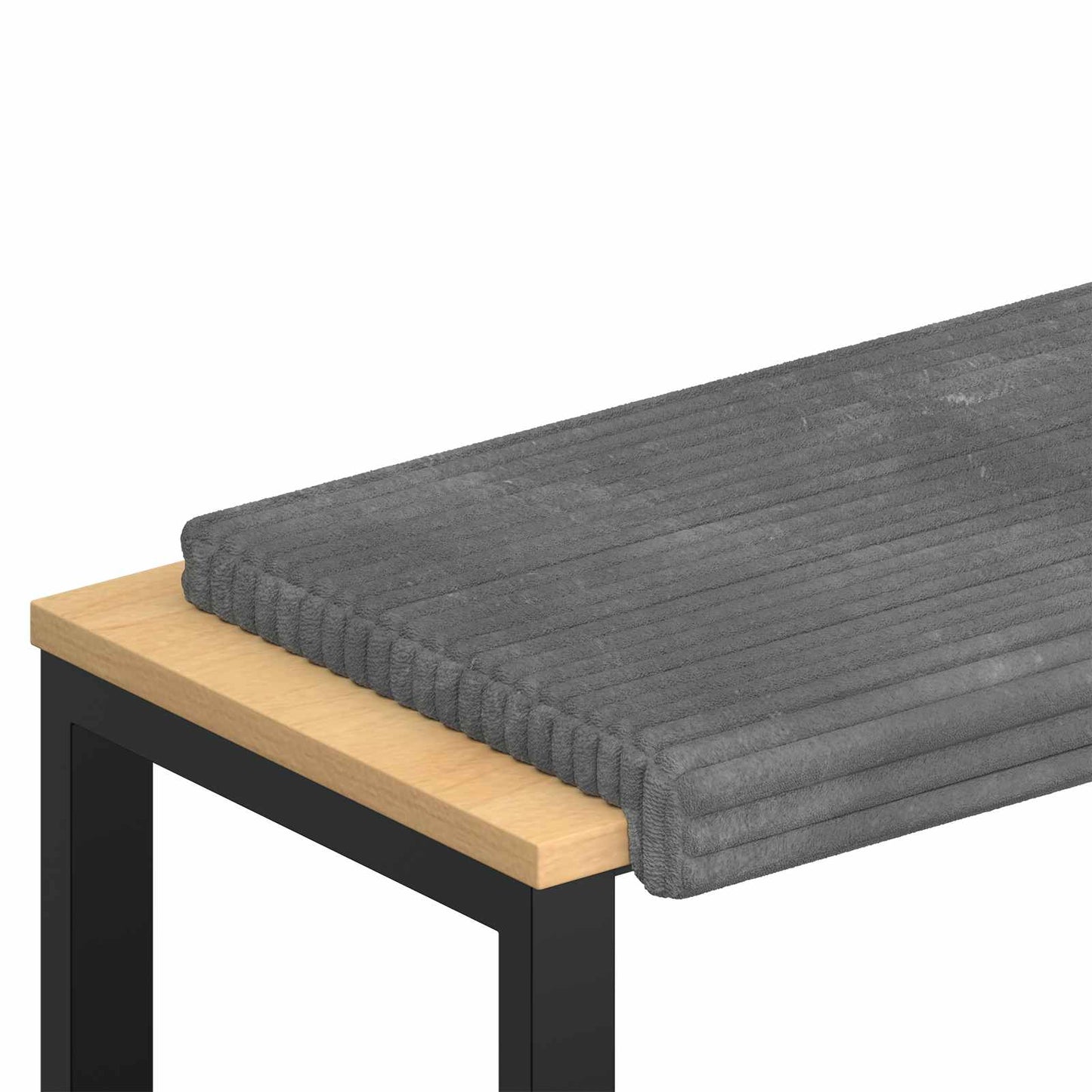 Bench Cushion Plush Corduroy Light Grey Depth 35 cm