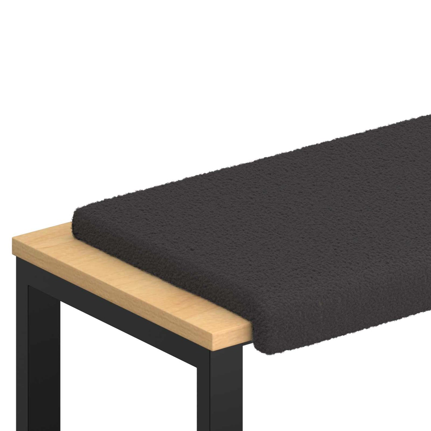 Bench Cushion Sherpa Fabric Dark Grey Depth 35 cm