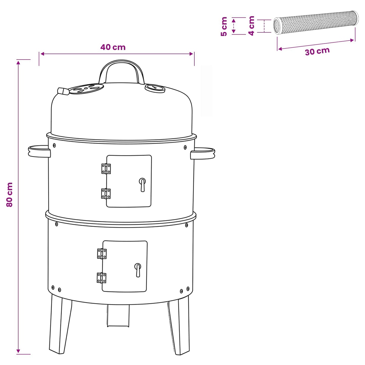 Outdoor Grill Ø 40 x 80 cm Steel Black