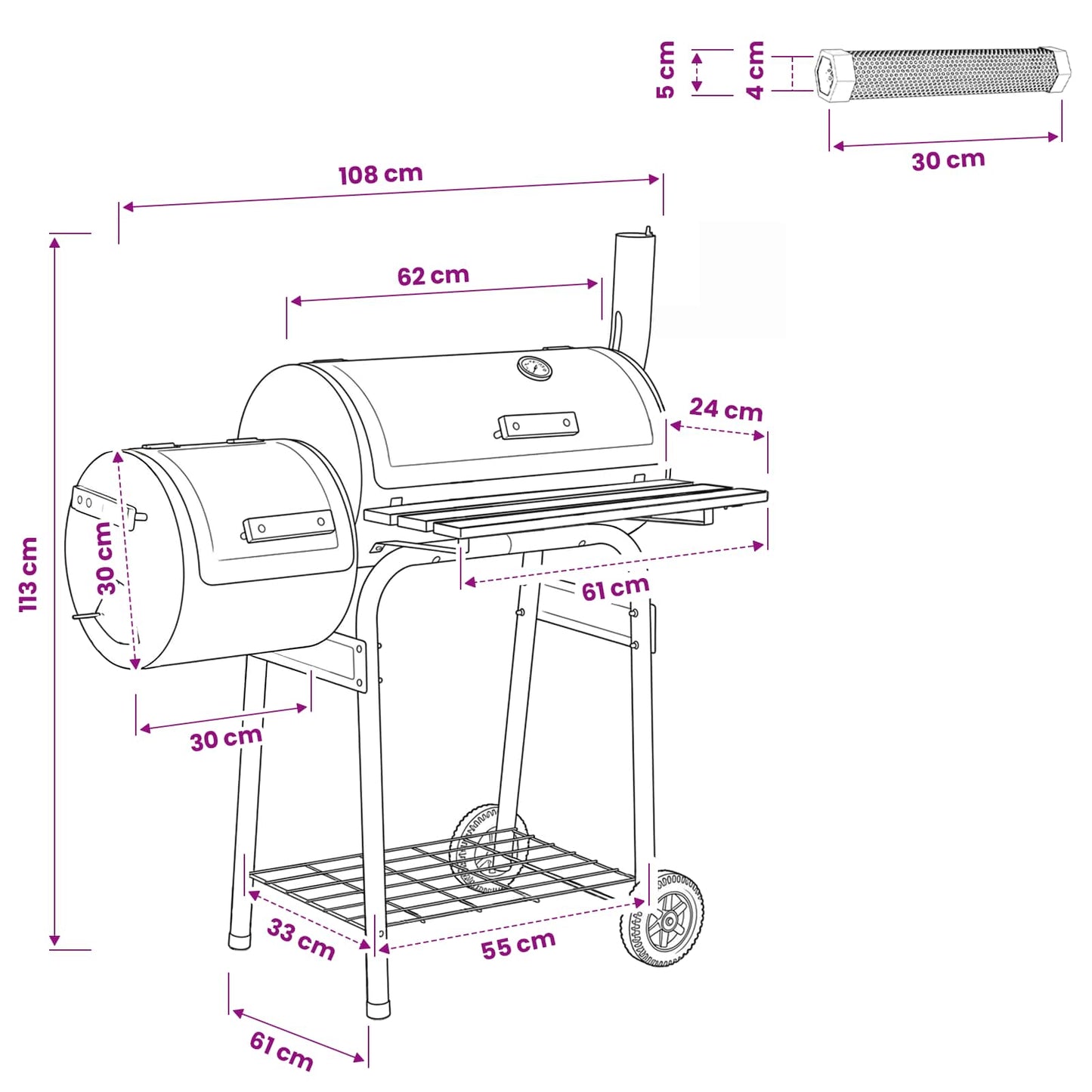 Outdoor Grill 104 x 58 x 114 cm Steel Black