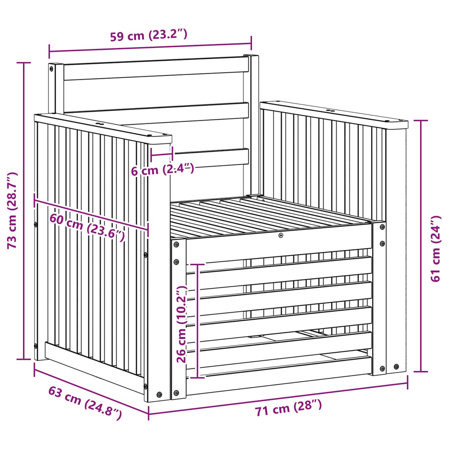 Outdoor Sofa Set Solid Acacia Wood White