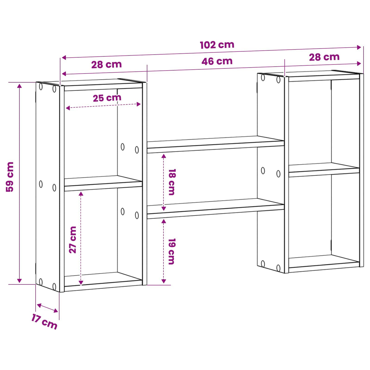 Wall Shelf Smoked Oak 102 x 17 x 59 cm Engineered Wood