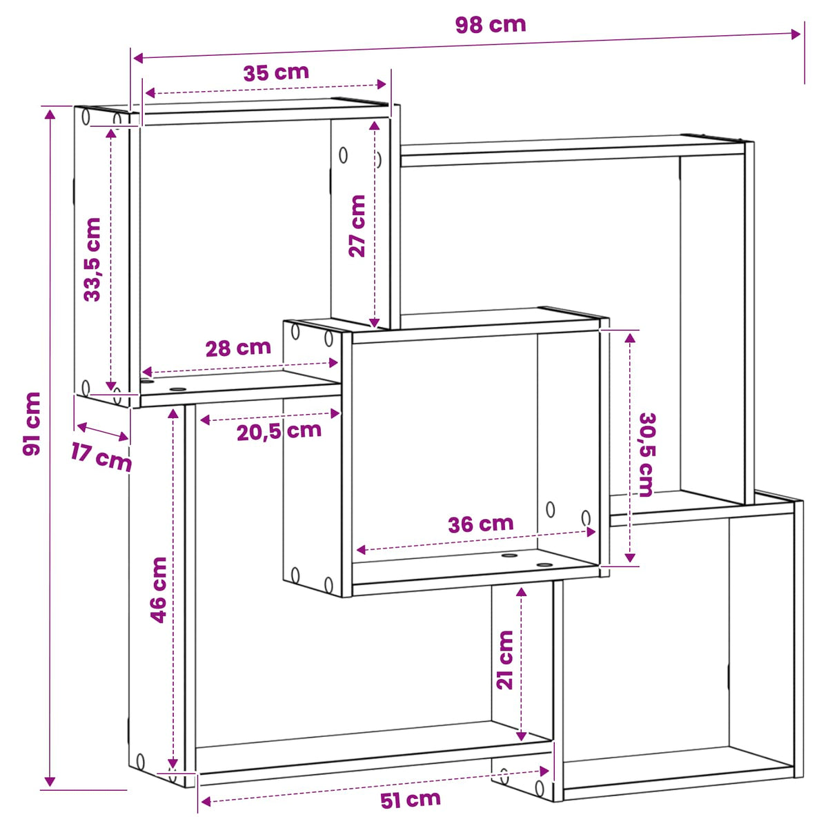 Wall Shelf Sonoma Oak 98 x 17 x 91 cm Engineered Wood