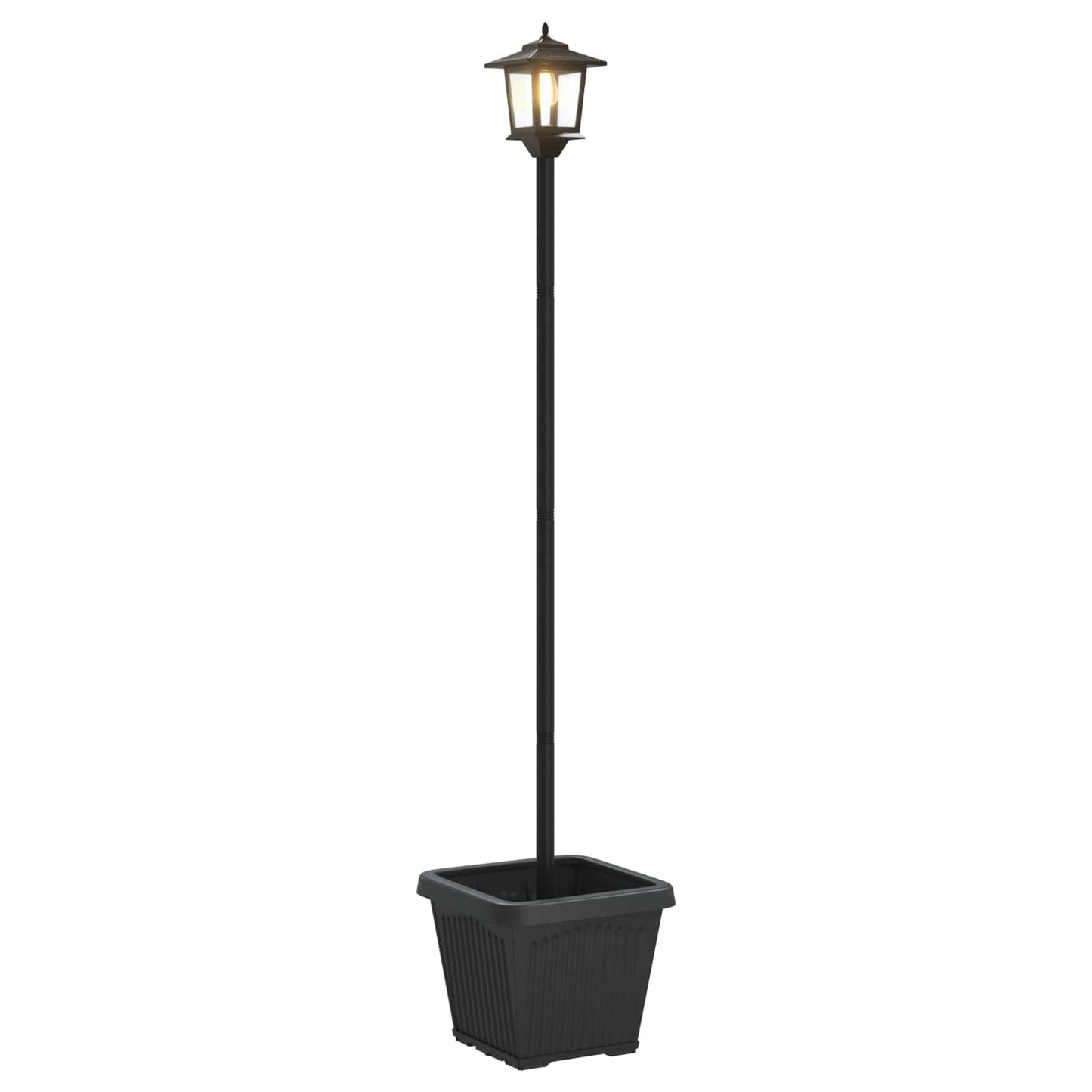 Solar Lamp Post with Planter Black 32 x 32 x 158 cm