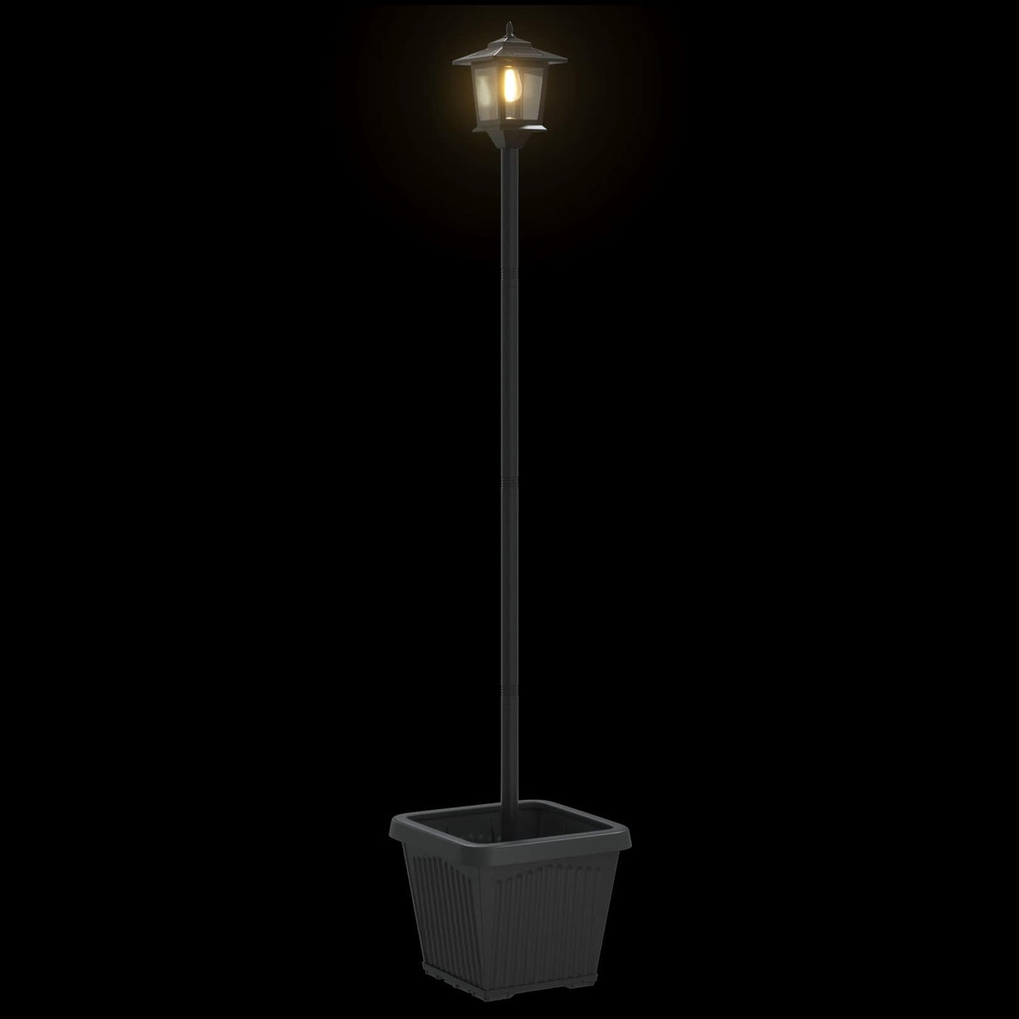 Solar Lamp Post with Planter Black 32 x 32 x 158 cm