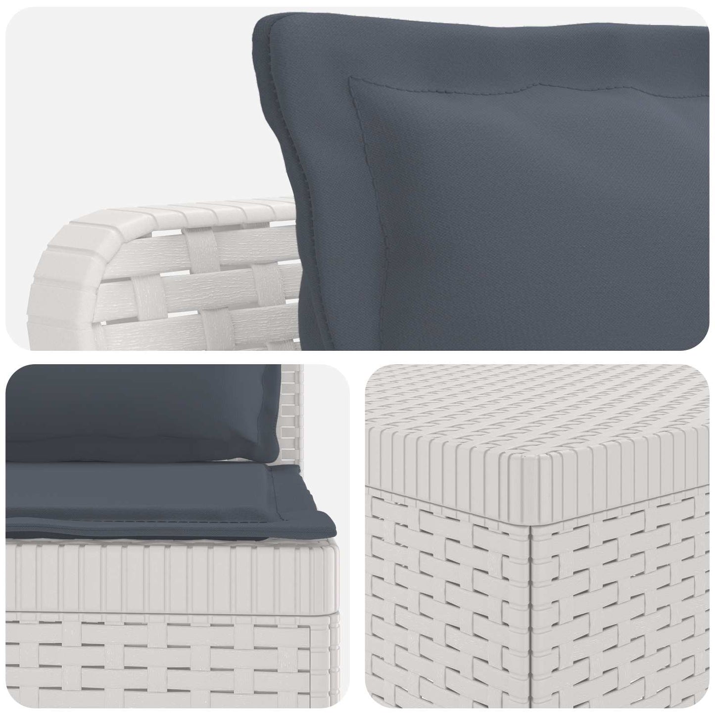 3-Seater Garden Sofa with Cushions Rattan Look PP White