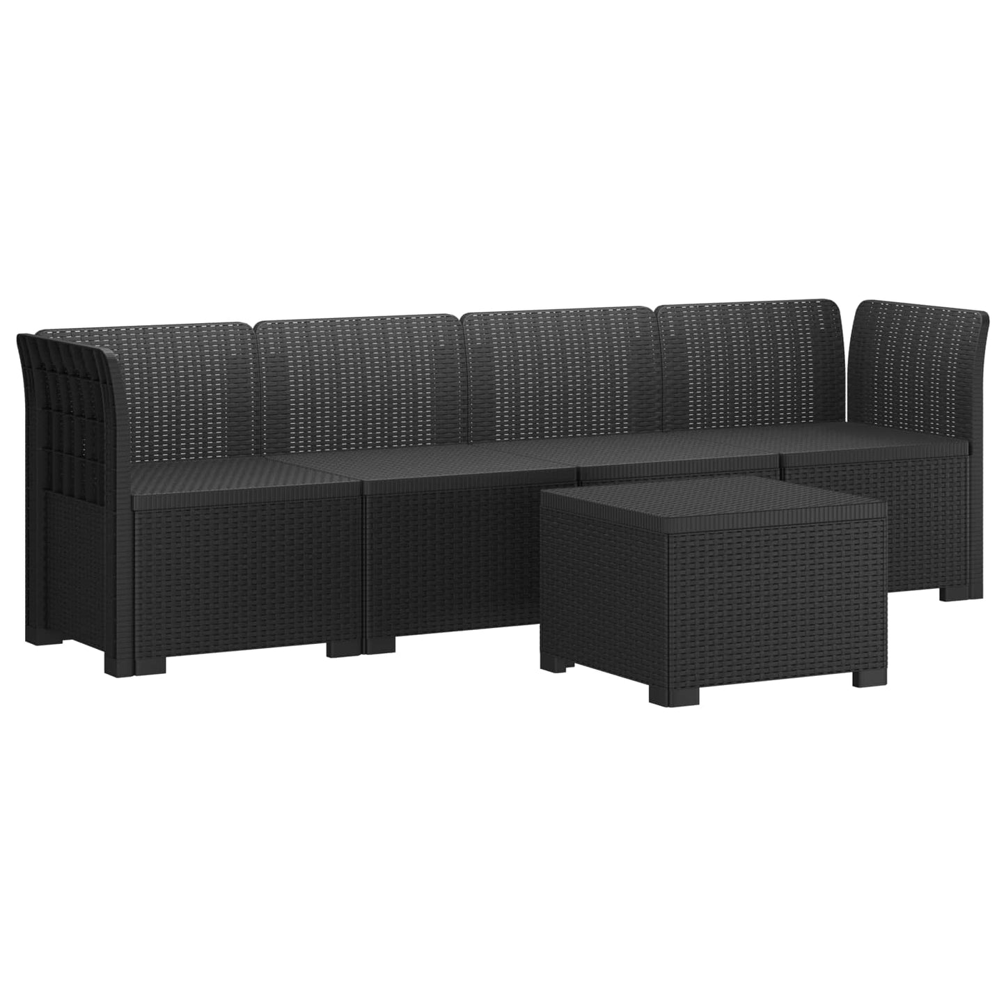 4-Seater Garden Sofa Rattan Look PP Anthracite