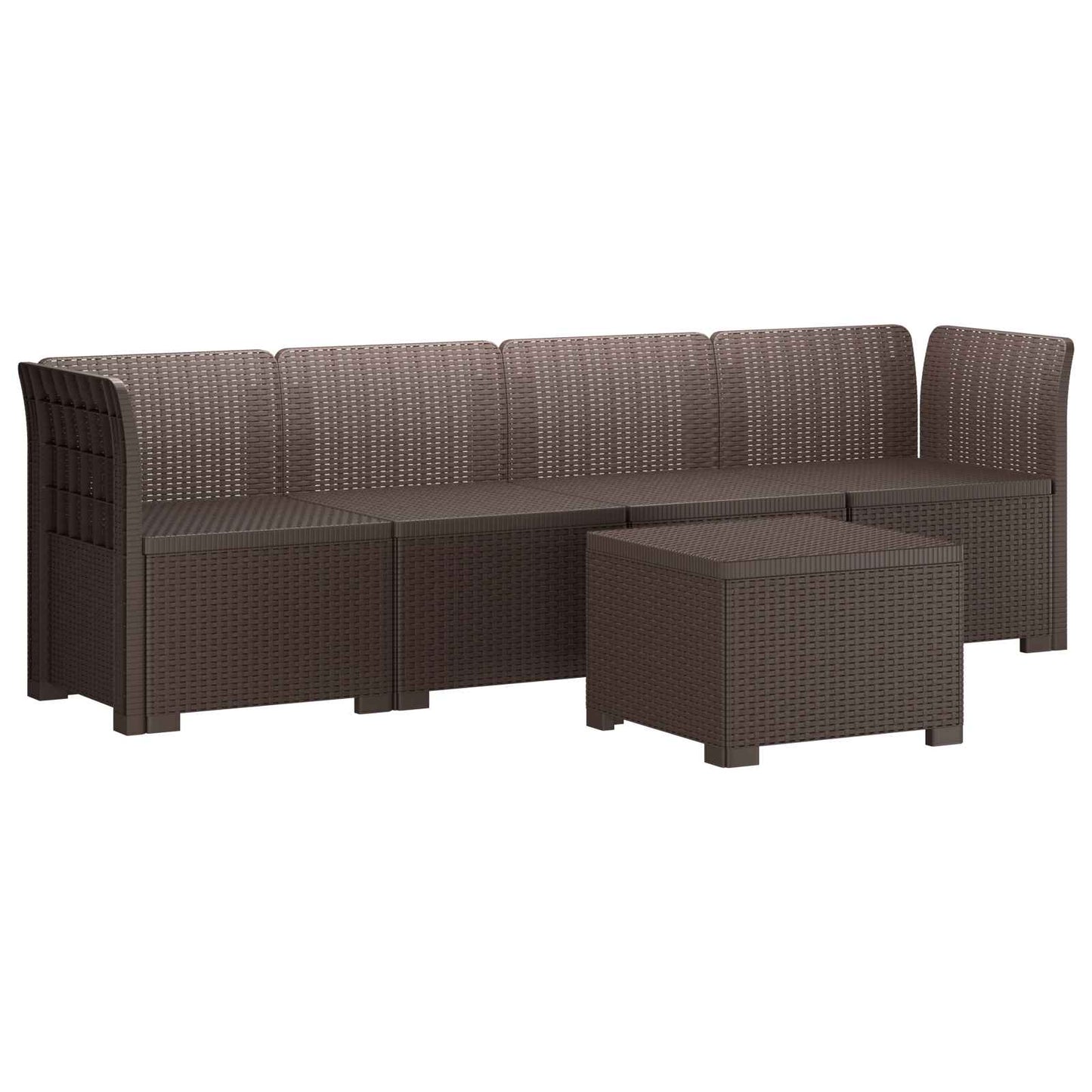 4-Seater Garden Sofa Rattan Look PP Brown