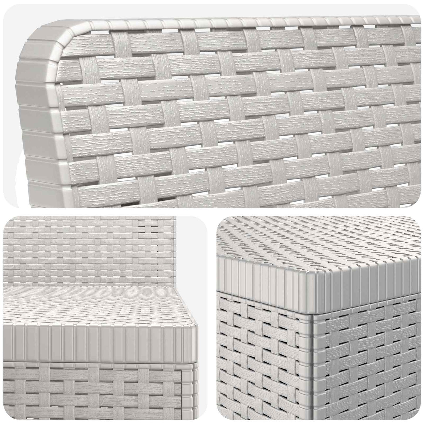 4-Seater Garden Sofa Rattan Look PP White