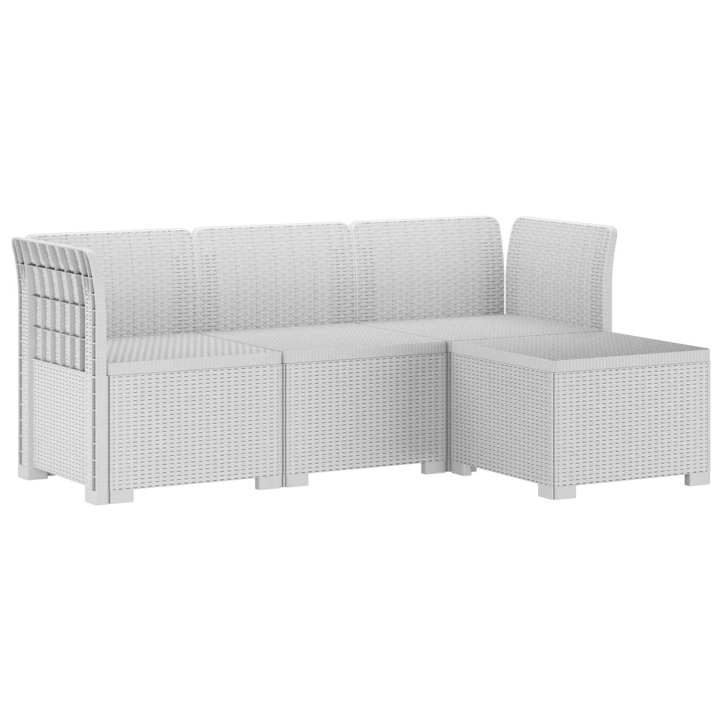 4-Seater Garden Sofa Rattan Look PP White