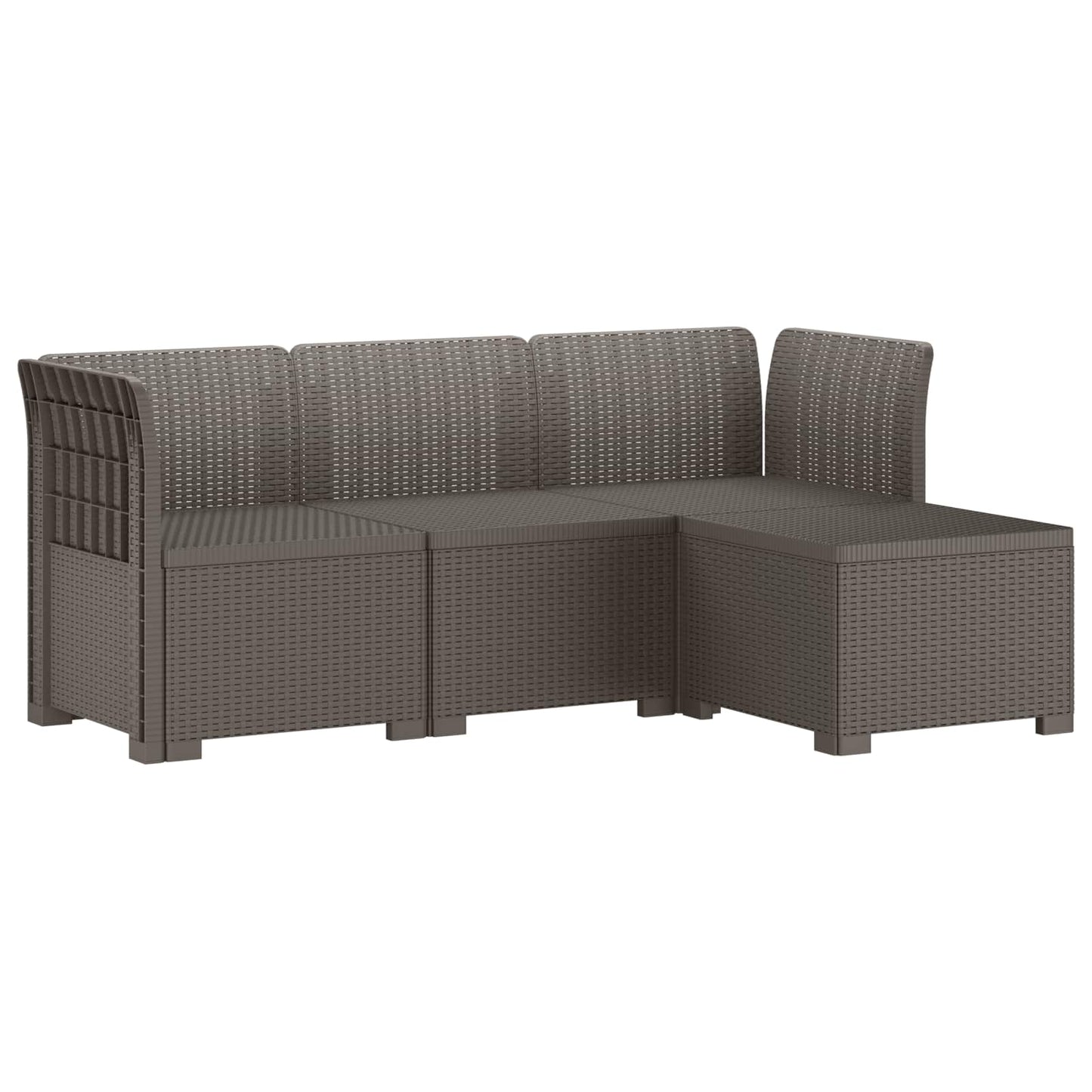 4-Seater Garden Sofa Rattan Look PP Light Grey