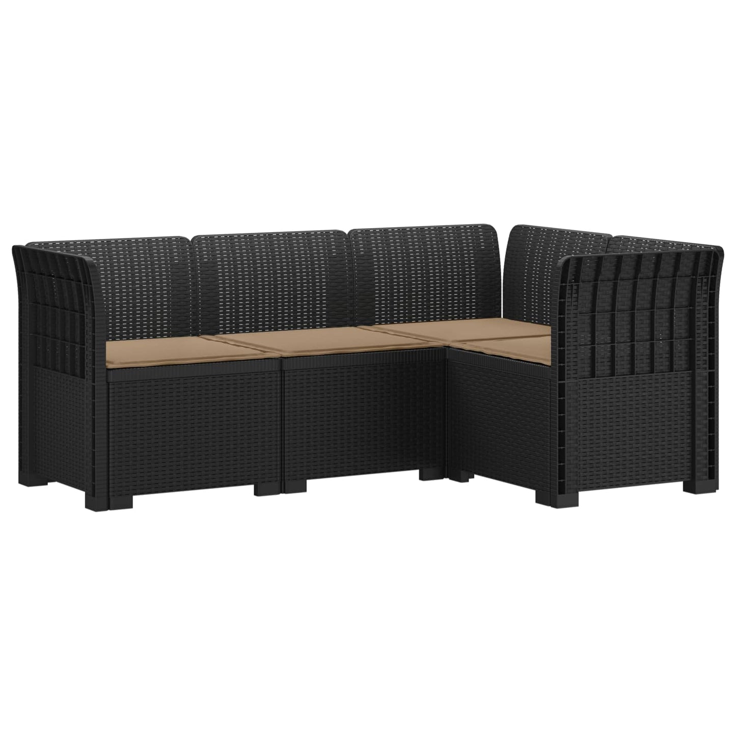 4-Seater Garden Sofa with Cushions Rattan Look PP Anthracite