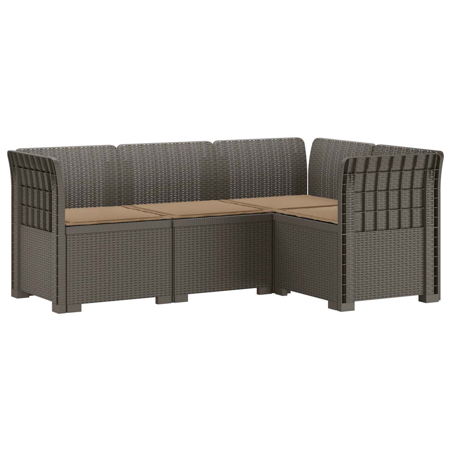 4-Seater Garden Sofa with Cushions Rattan Look PP Light Grey