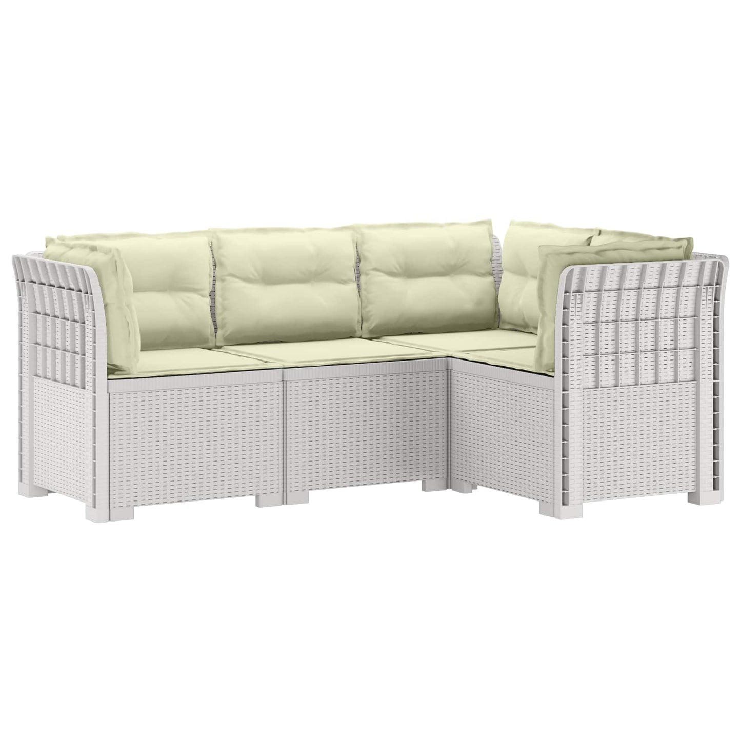 4-Seater Garden Sofa with Cushions Rattan Look PP White