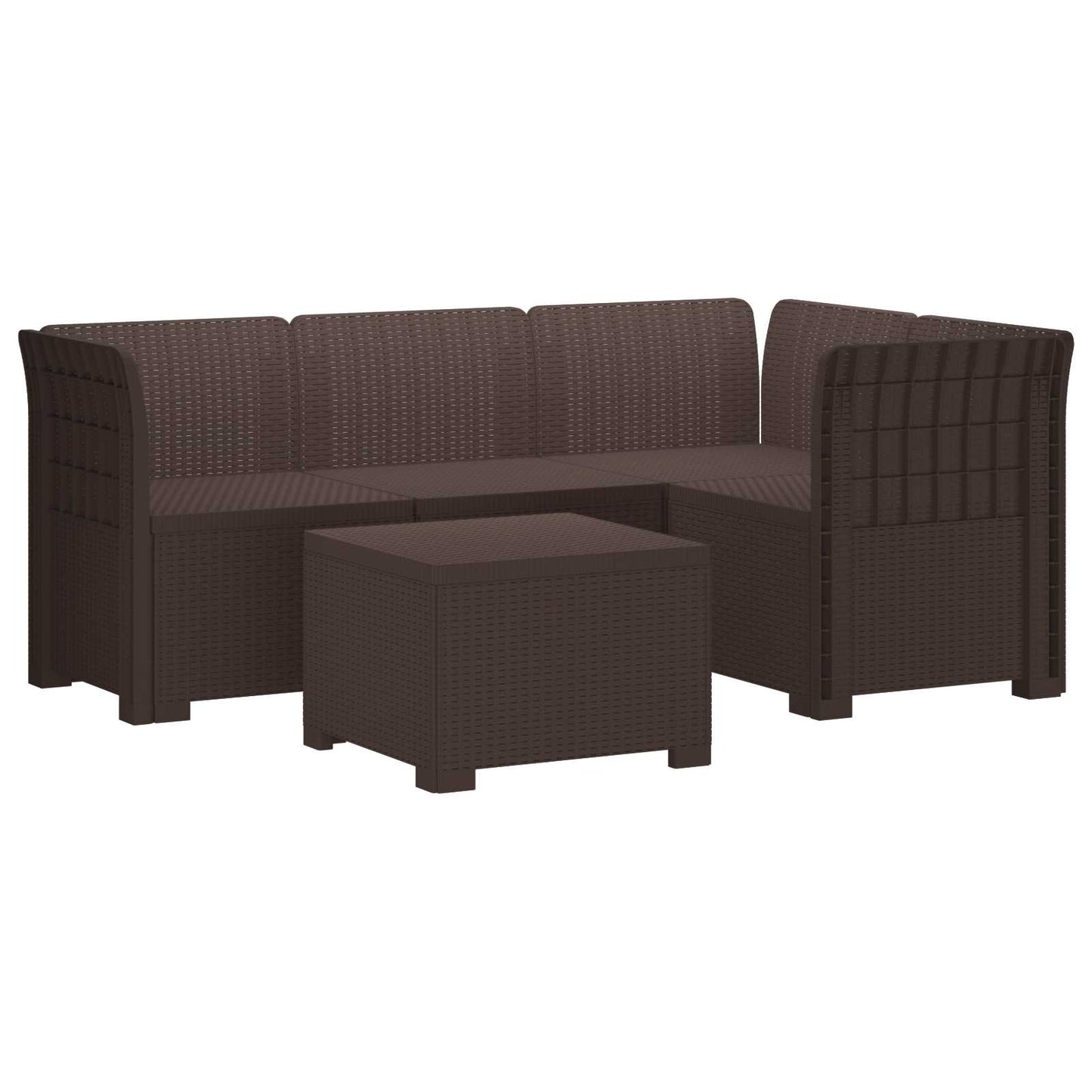 4-Seater Garden Sofa Rattan Look PP Brown