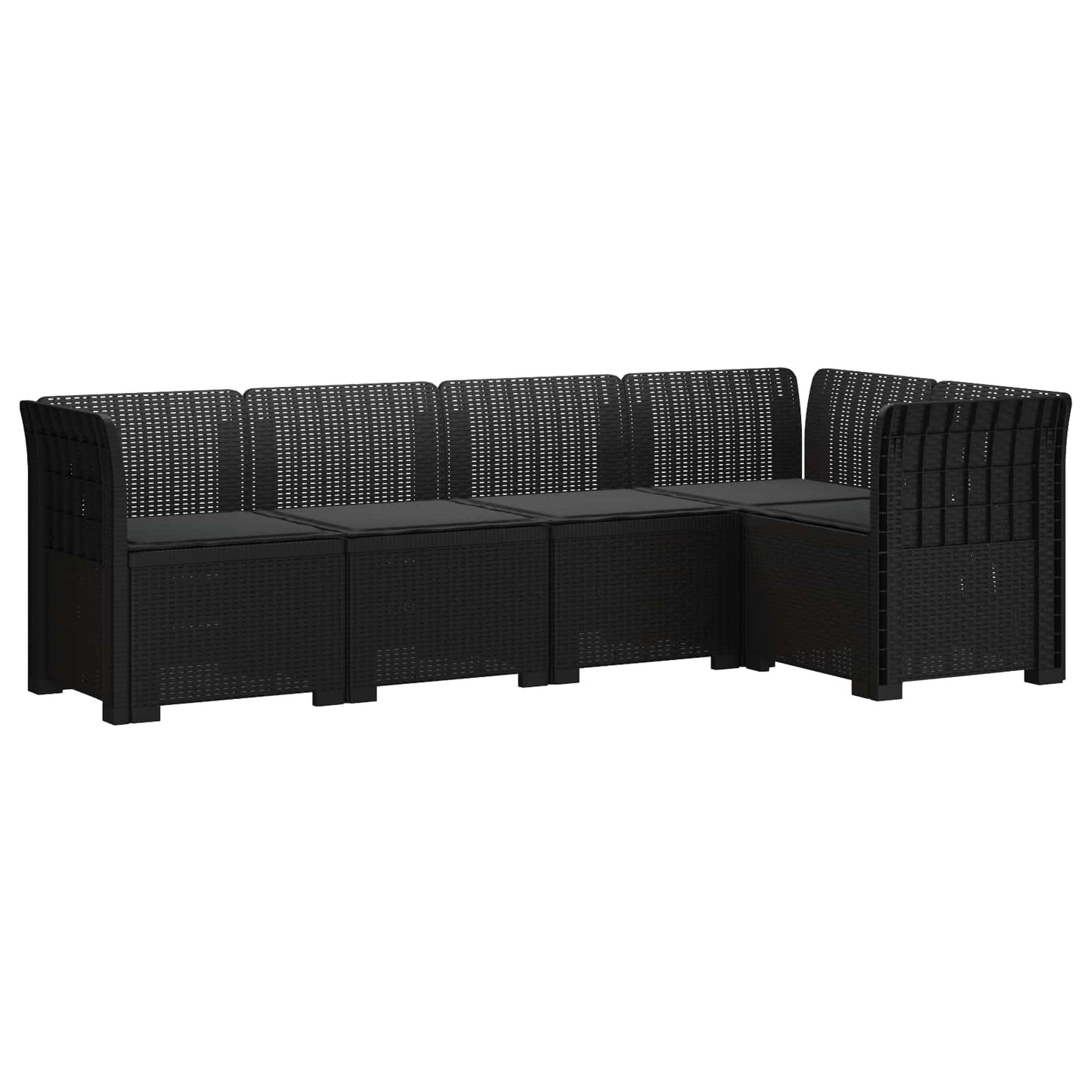 5-Seater Garden Sofa with Cushions Rattan Look PP Anthracite
