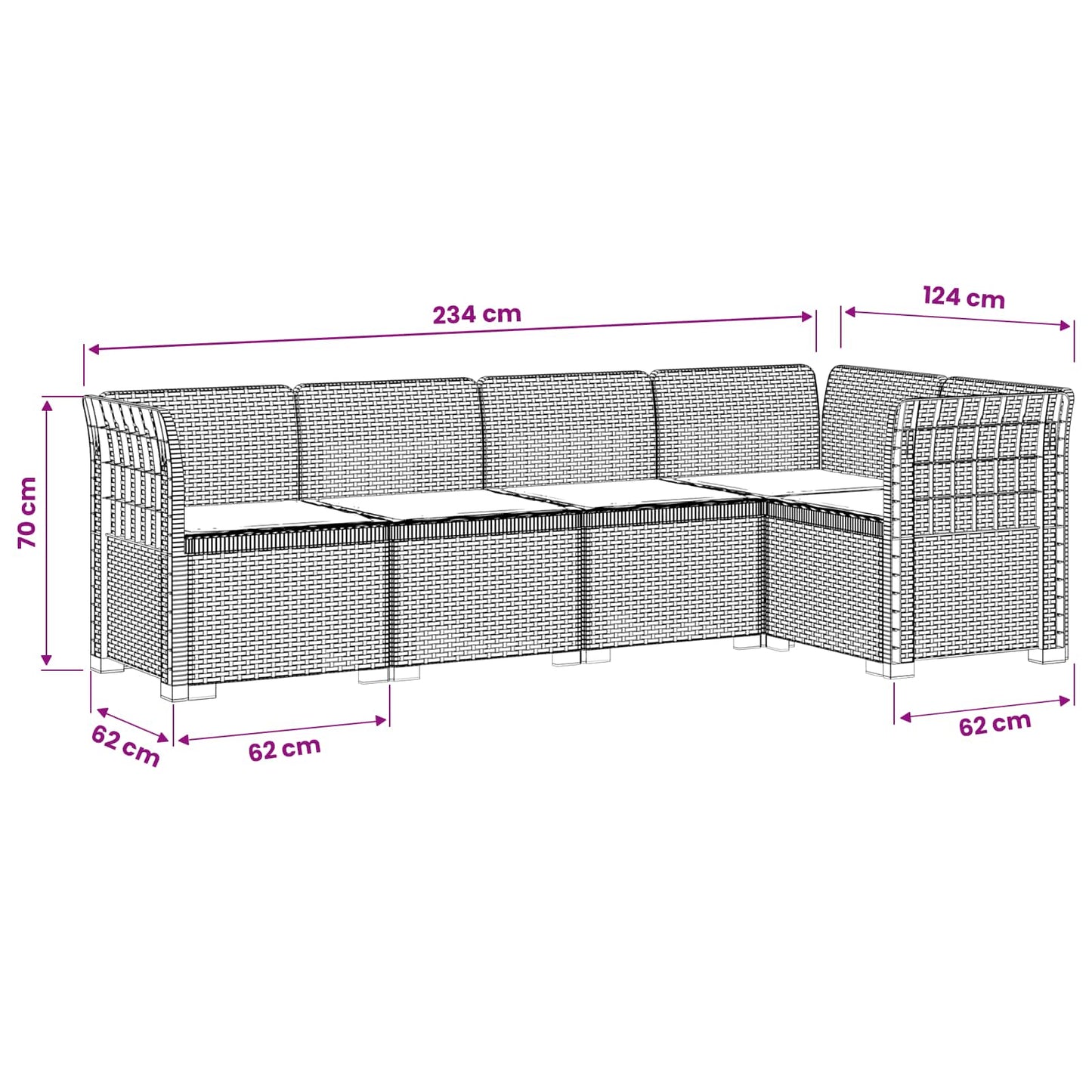 5-Seater Garden Sofa with Cushions Rattan Look PP Anthracite