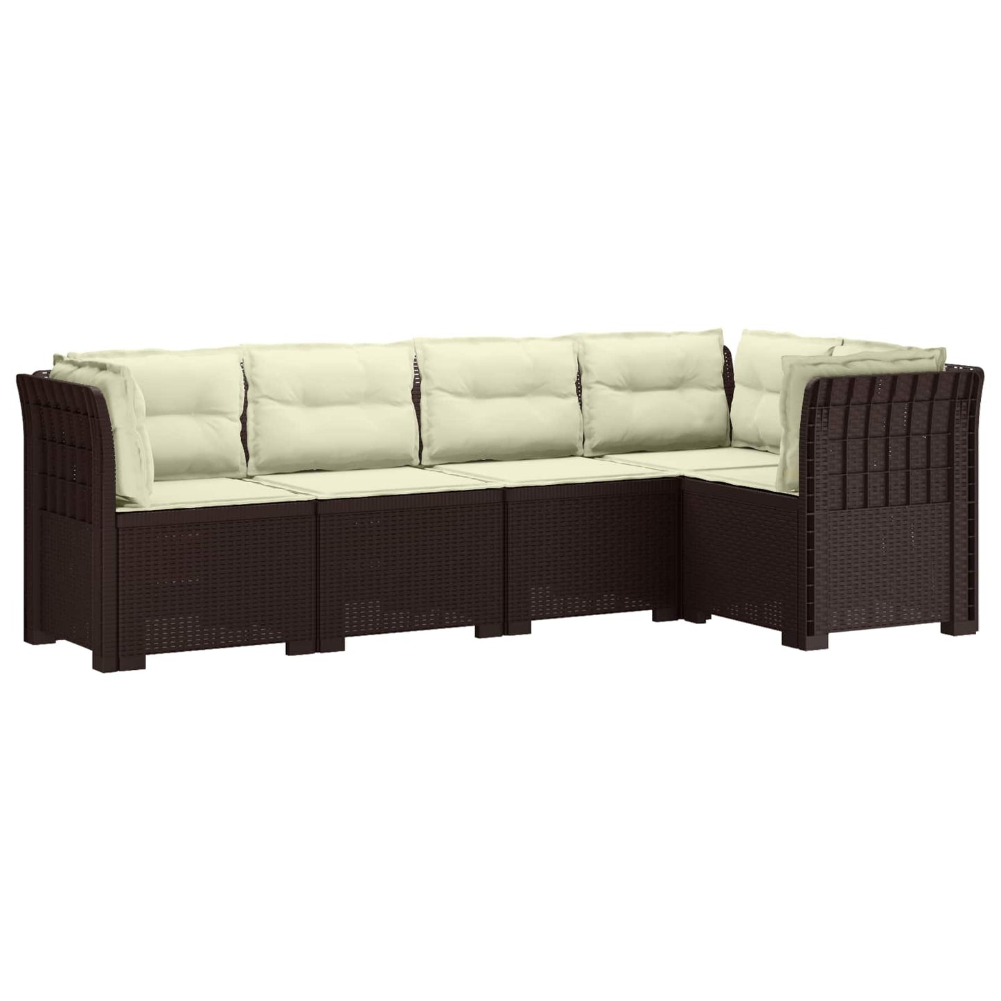 5-Seater Garden Sofa with Cushions Rattan Look PP Brown