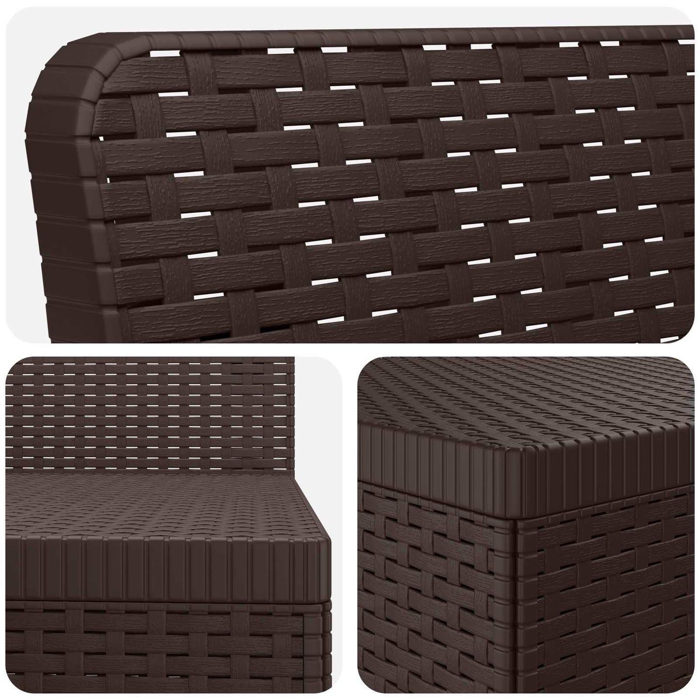 7-Seater Garden Sofa Rattan Look PP Brown