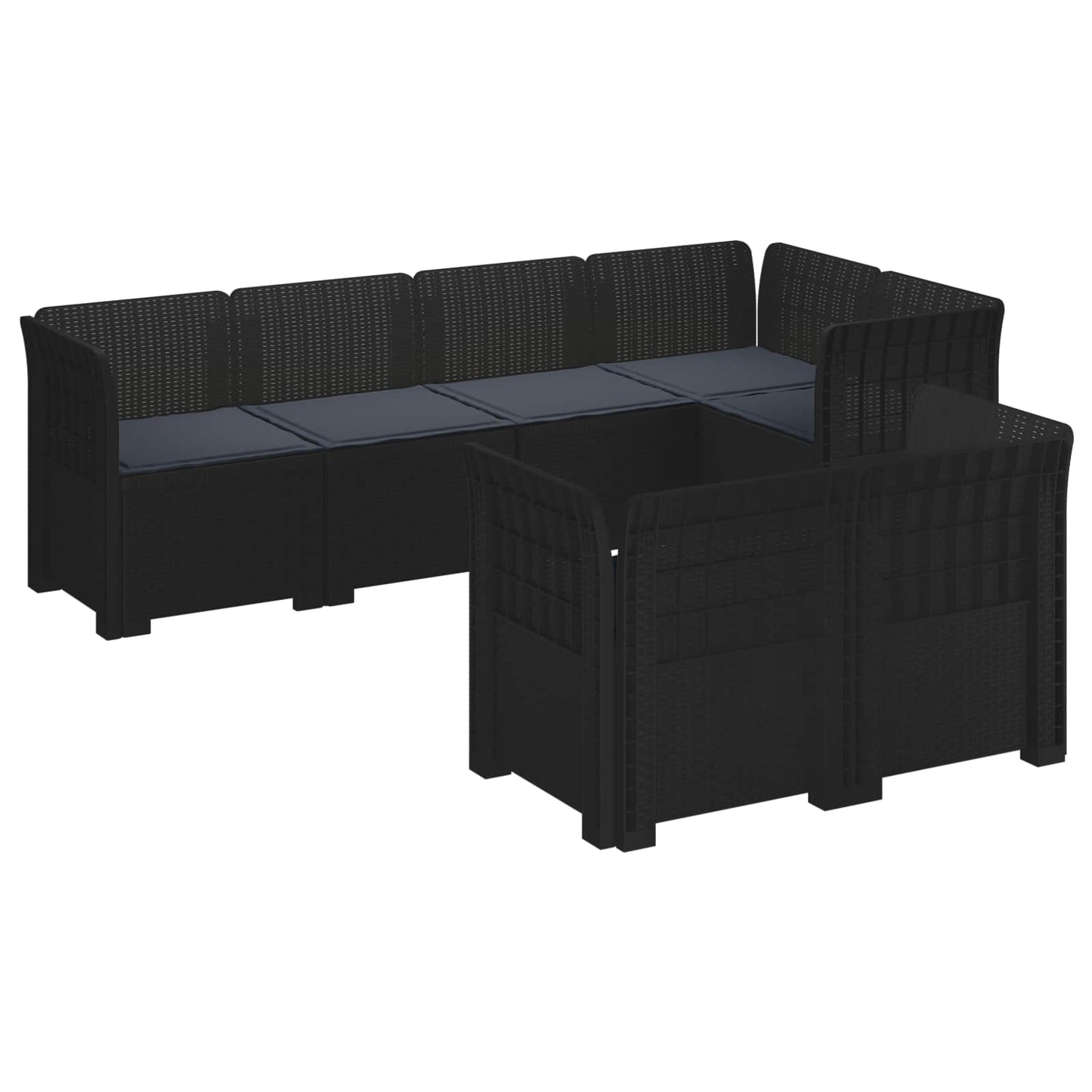 7-Seater Garden Sofa with Cushions Rattan Look PP Anthracite