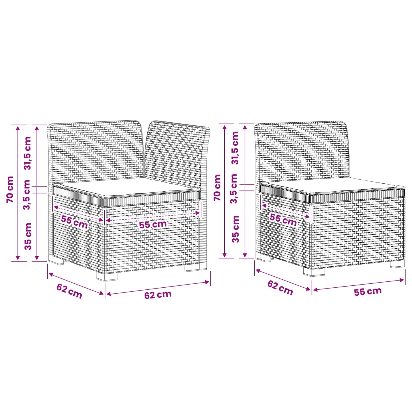 7-Seater Garden Sofa with Cushions Rattan Look PP Anthracite