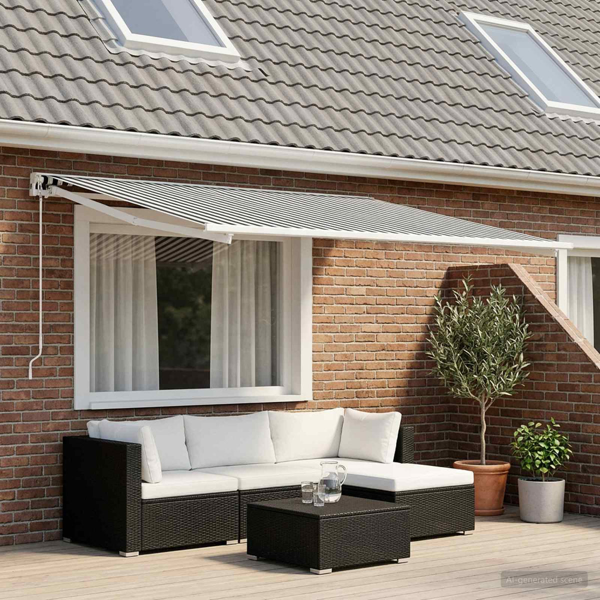 Awning Replacement Fabric Anthracite and White 450 x 300 cm