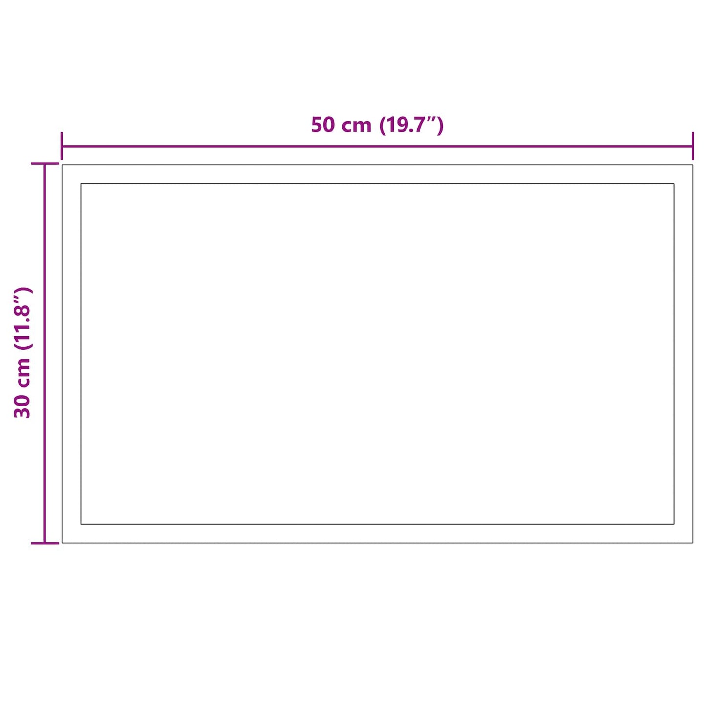 LED Bathroom Mirror Transparent 50 x 30 cm Tempered Glass