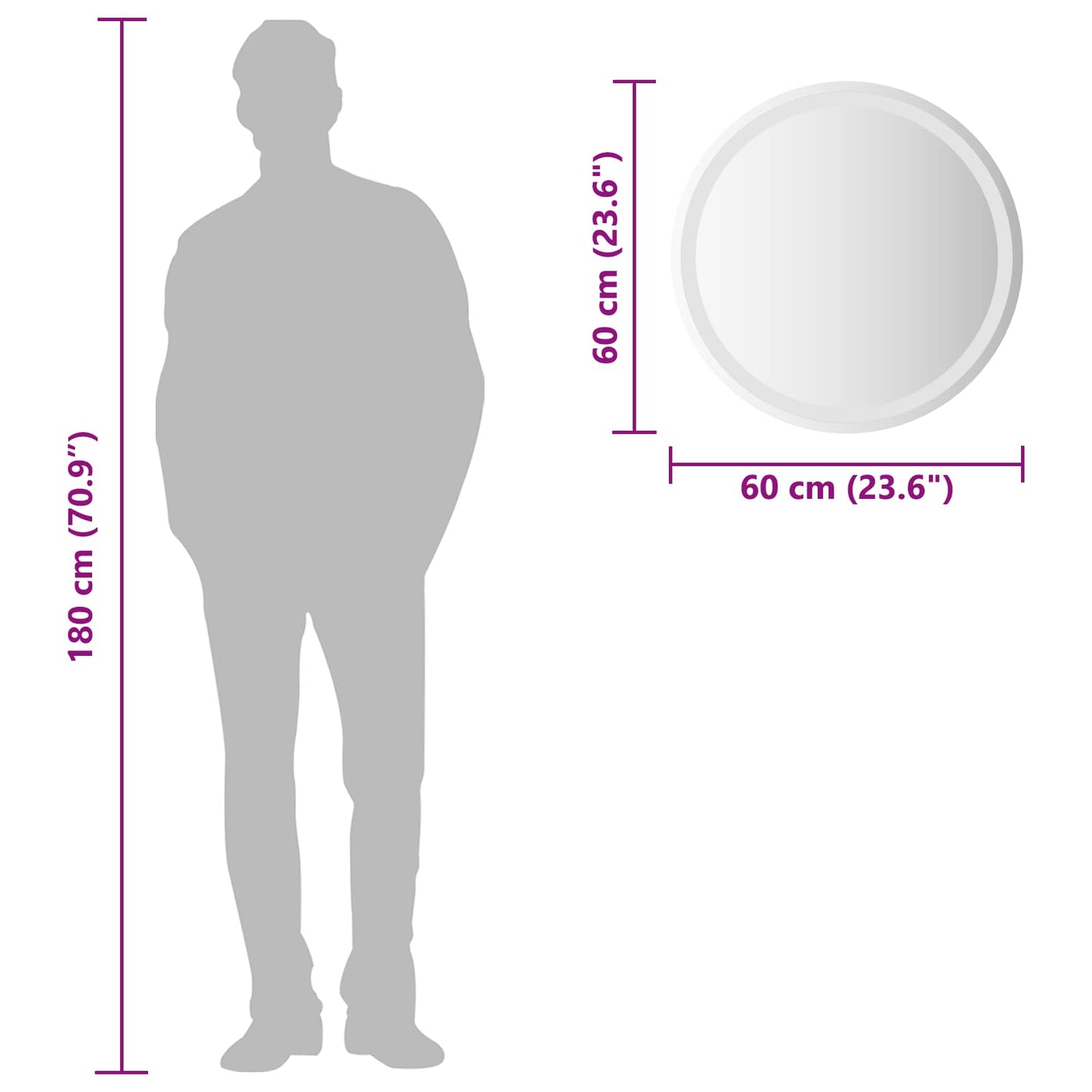 LED Bathroom Mirror Transparent Ø 60 cm Tempered Glass
