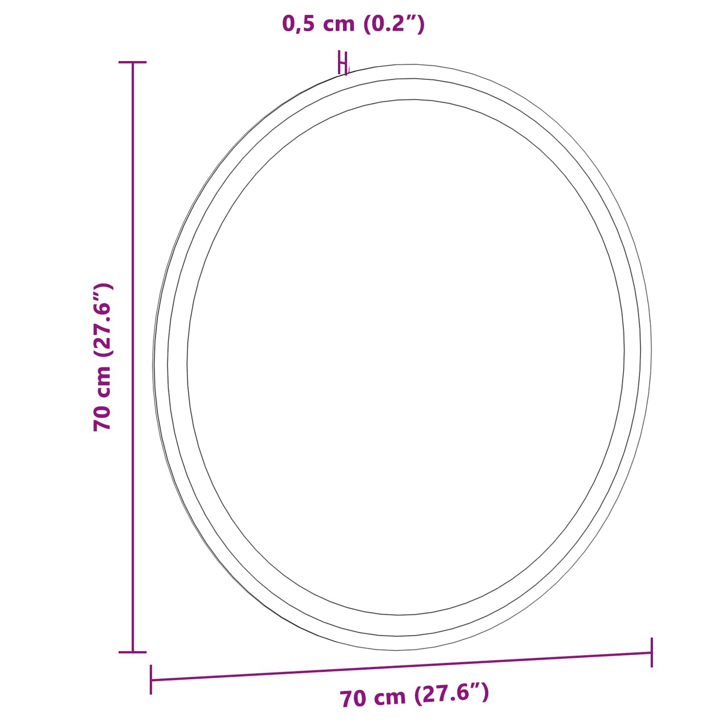 LED Bathroom Mirror Transparent Ø 70 cm Tempered Glass
