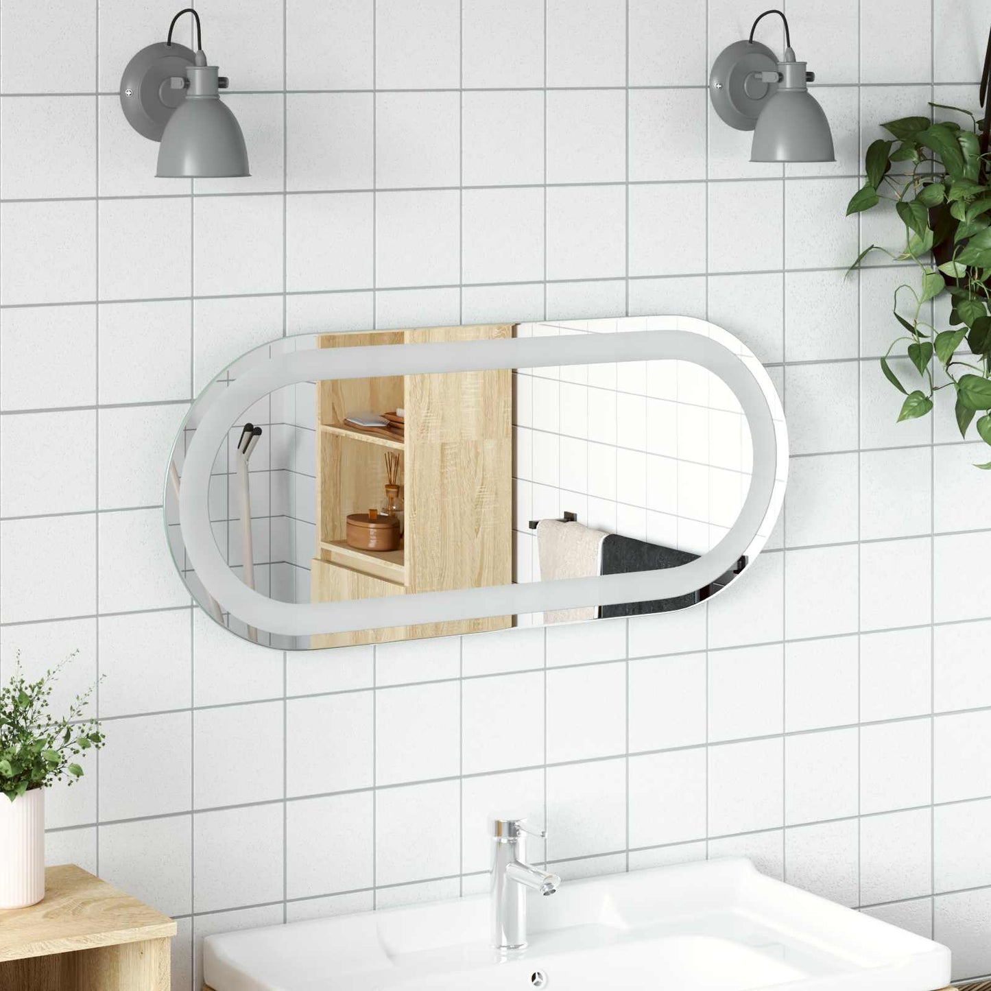 LED Bathroom Mirror Transparent 70 x 30 cm Tempered Glass