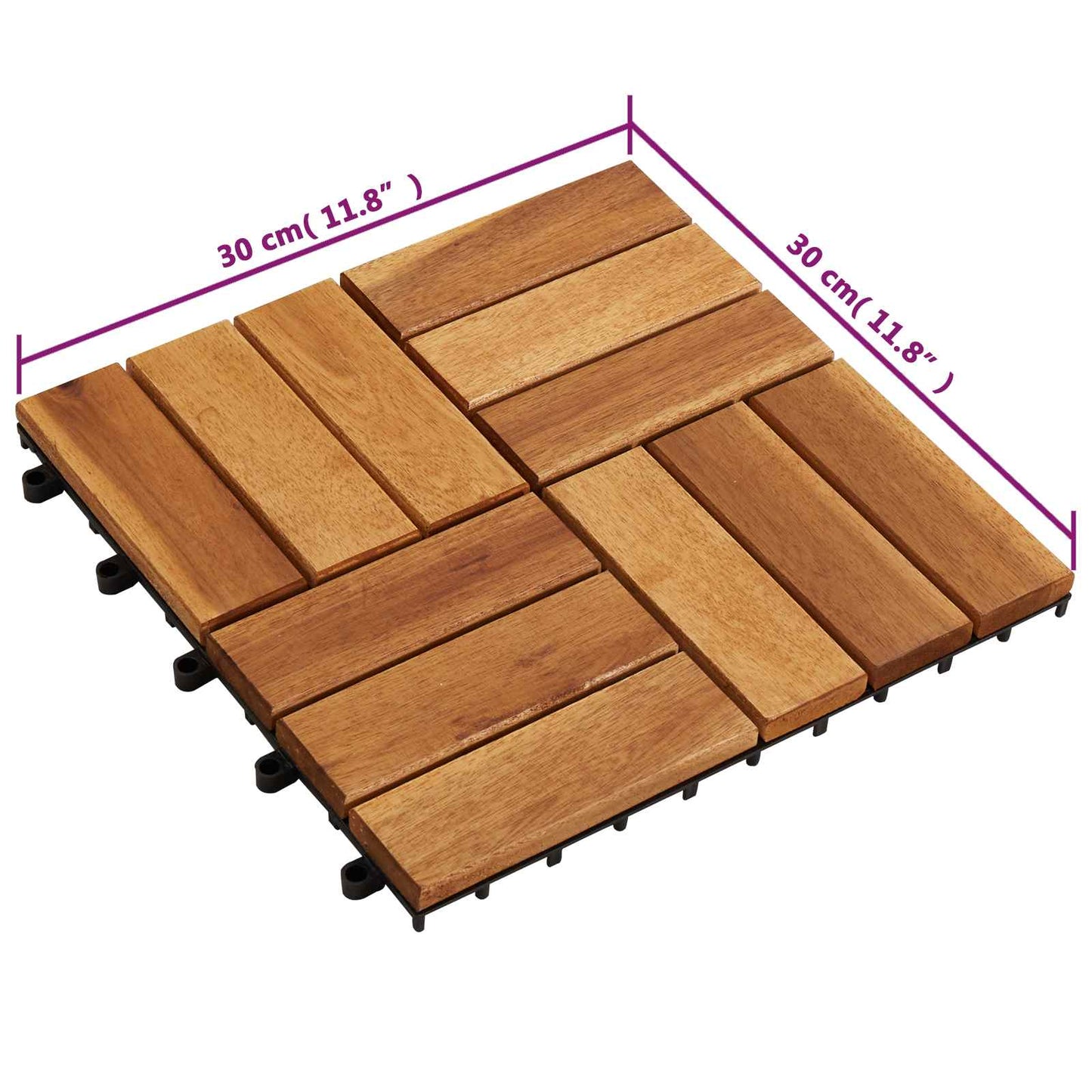 Decking Tile 20 pcs Brown 30 x 30 cm Acacia Hardwood