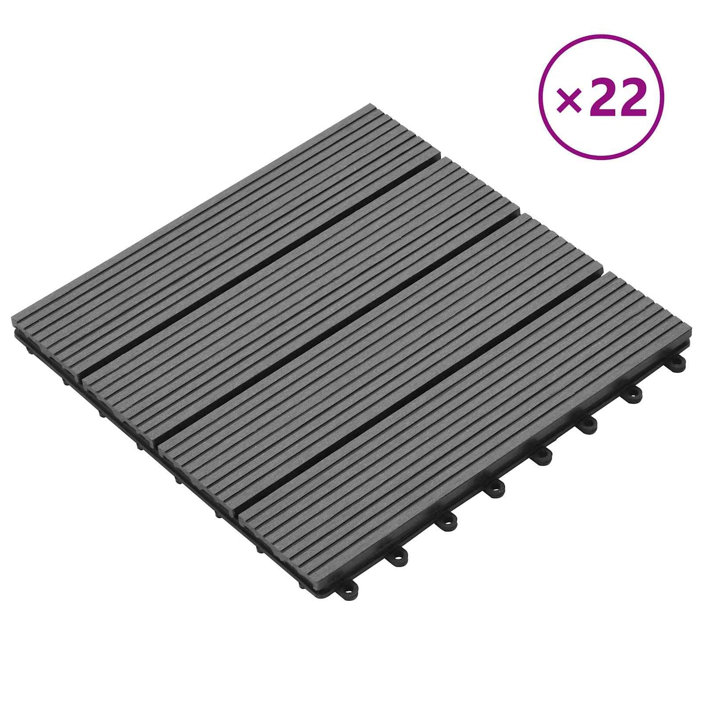 Decking Tile 22 pcs Grey 30 x 30 cm WPC
