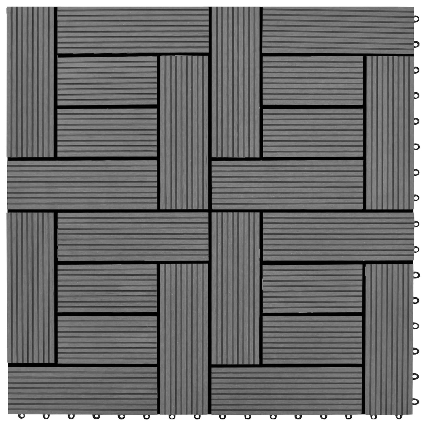 Decking Tile 22 pcs Grey 30 x 30 cm WPC